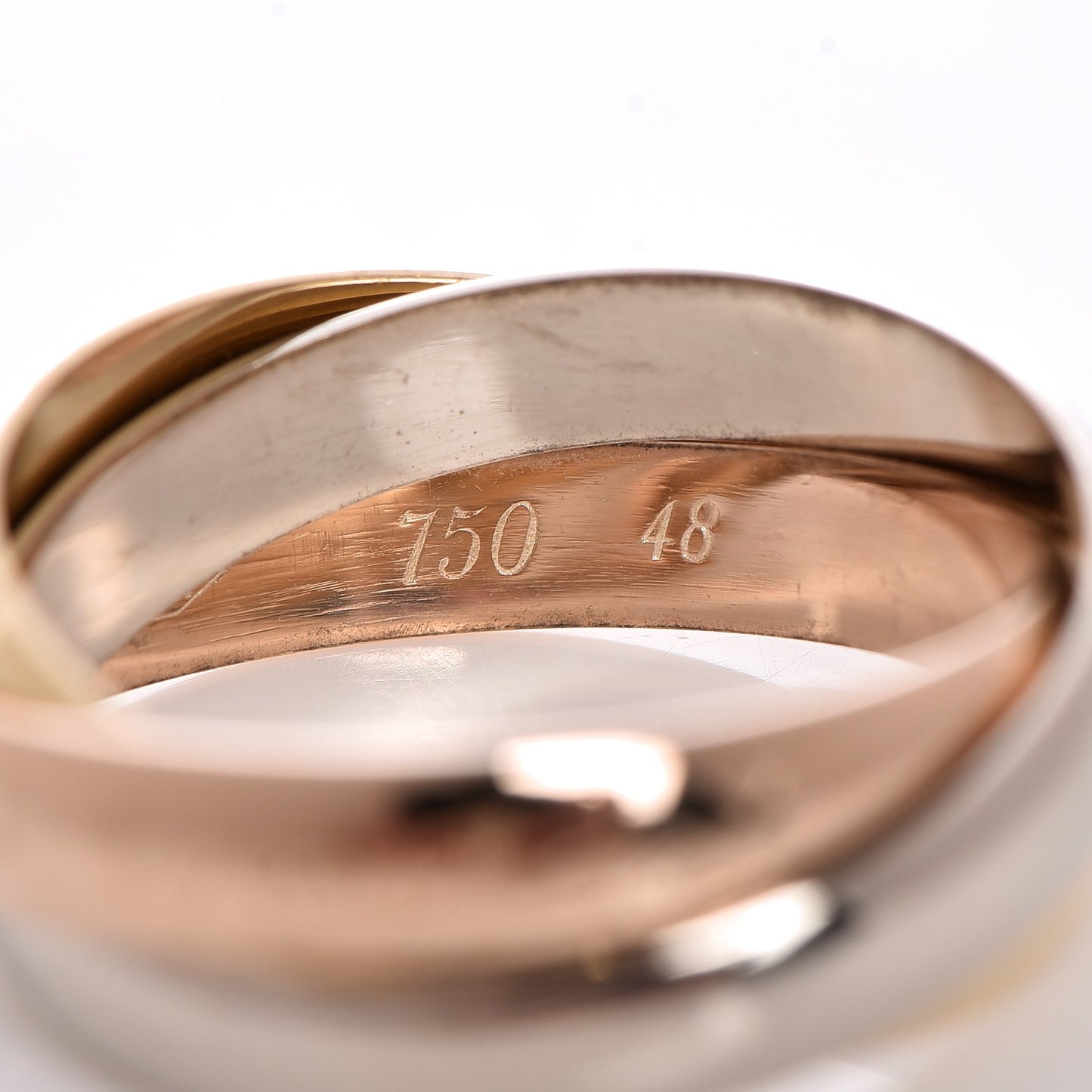 18K Pink Yellow White Gold Trinity Ring 48 4.25