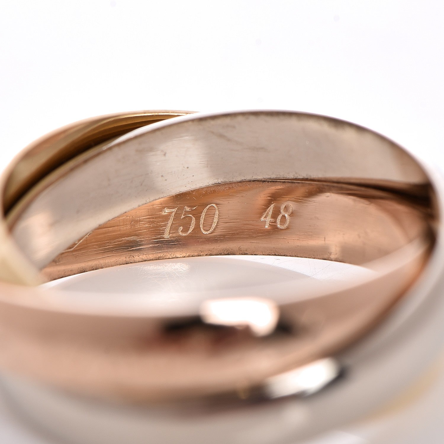 Cartier 18K Pink Yellow White Gold Trinity Ring 48 4.25 3 of 4