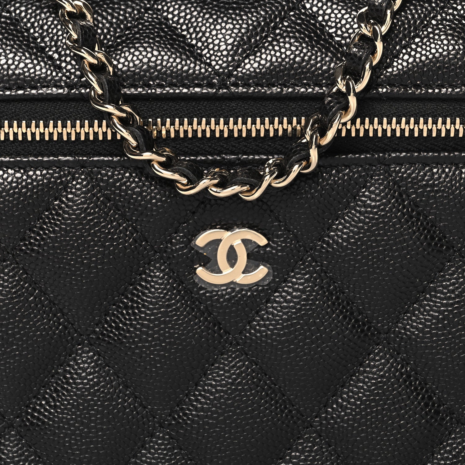 Chanel Caviar Quilted Top Handle Slim Vanity With Chain Black 8 of 11