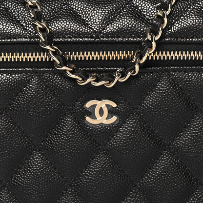 Chanel Caviar Quilted Top Handle Slim Vanity With Chain Black 8 of 11
