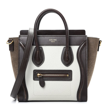 Celine Bullhide Calfskin Nubuck Nano Tri-Color Luggage Khaki 1 of 11