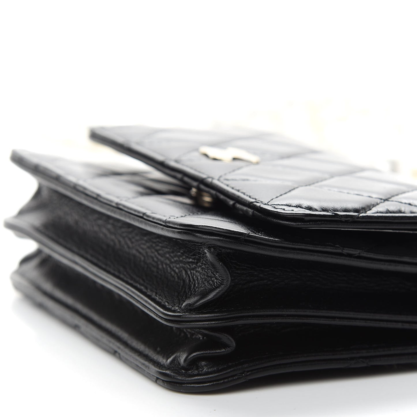 Calfskin Quilted Mini Maxi Pearls Wallet On Chain WOC Black