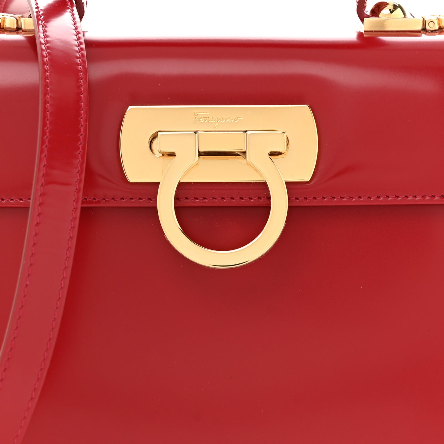 Brushed Off Calfskin Small Iconic Top Handle Red