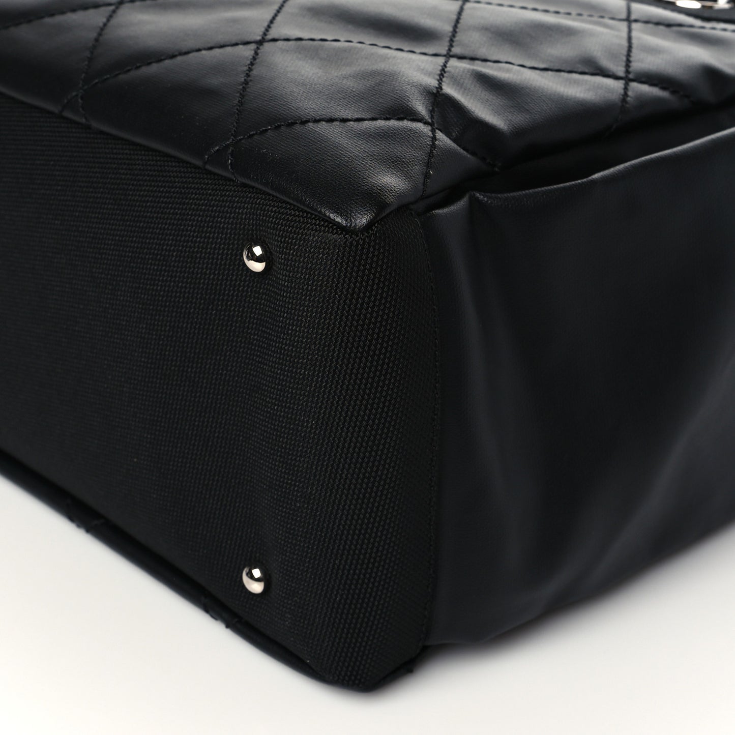 Coated Canvas Quilted Large Paris Biarritz Tote Black