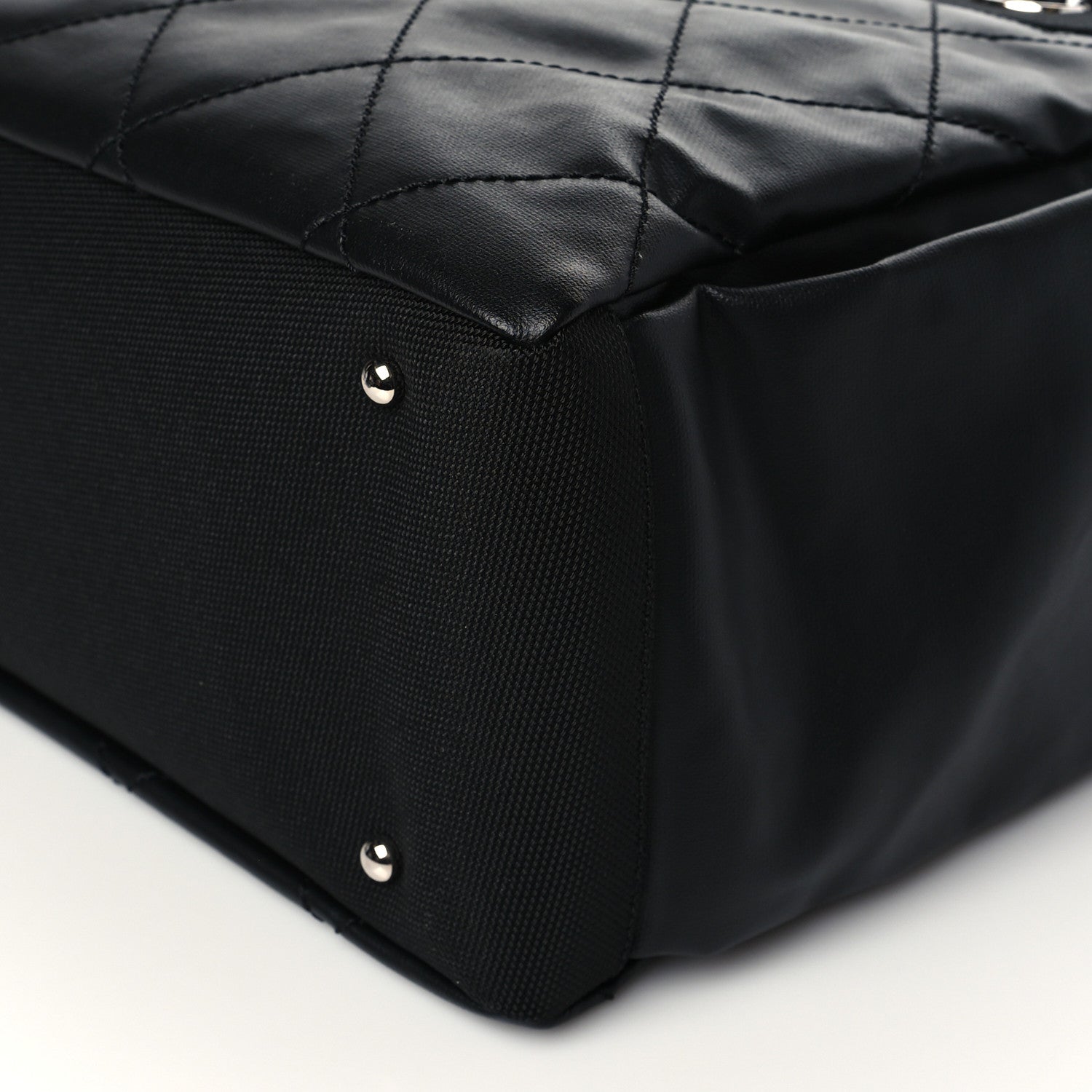 Chanel Coated Canvas Quilted Large Paris Biarritz Tote Black 11 of 11
