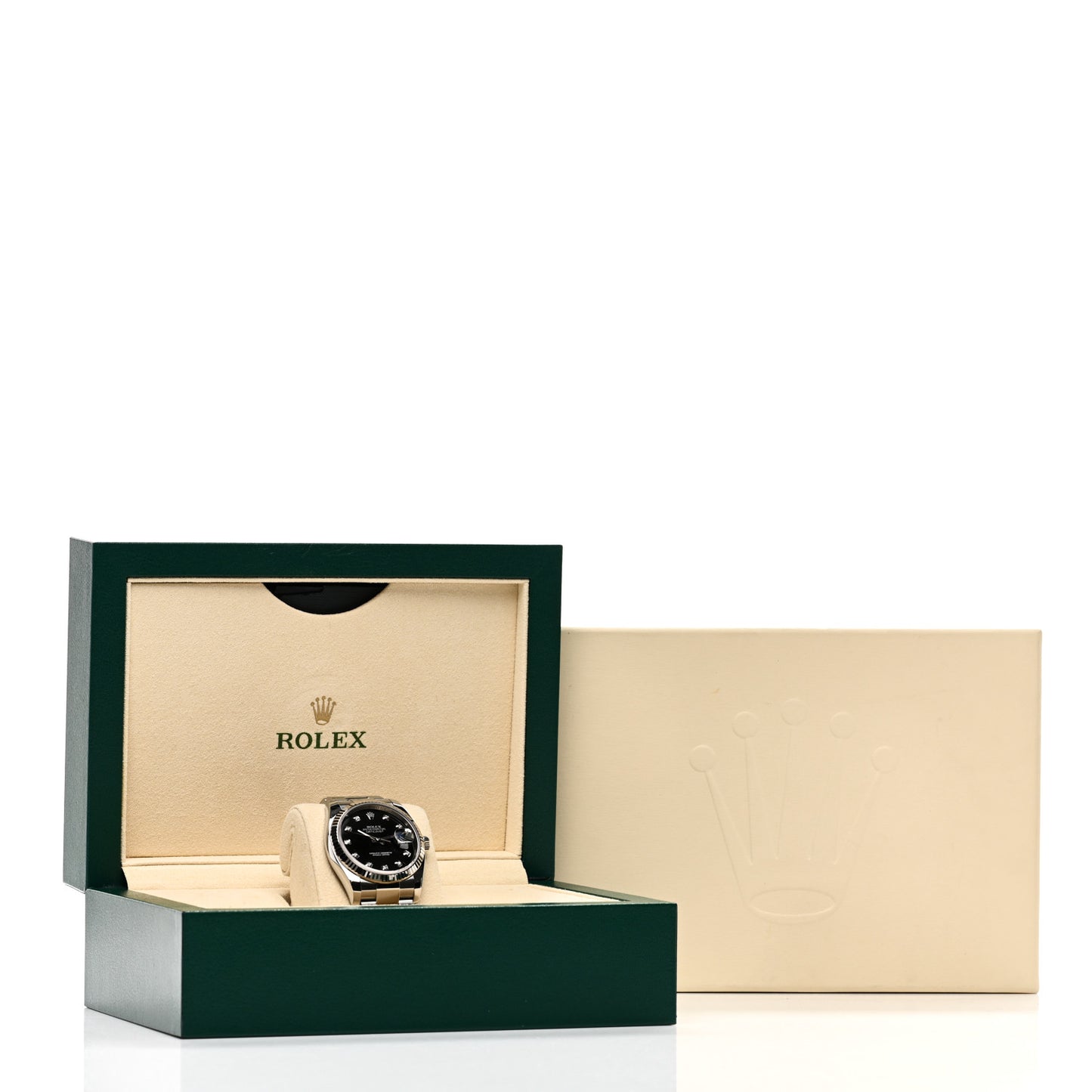 Stainless Steel 18K White Gold Diamond 36mm Oyster Perpetual Datejust Watch Black 116234