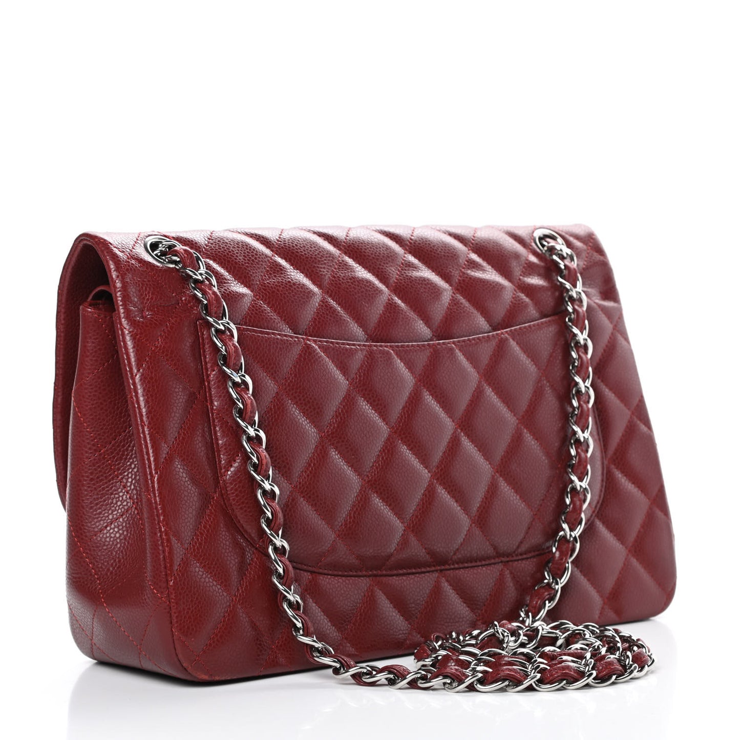 Caviar Quilted Jumbo Double Flap Dark Red