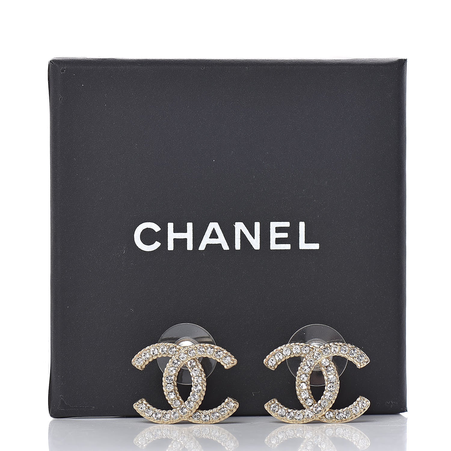 Chanel Crystal CC Earrings Gold 5 of 5