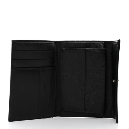 Prada Tessuto Nylon Saffiano Tri-Fold Compact Wallet Black 5 of 8