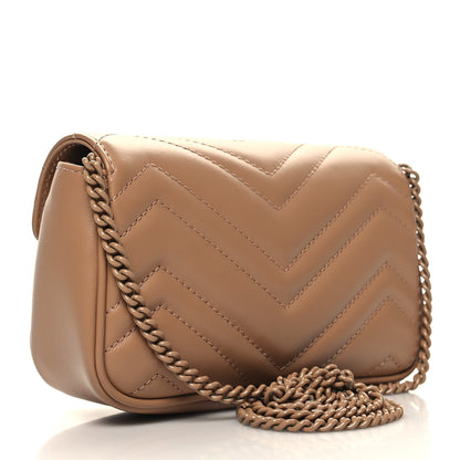 Gucci Calfskin Matelasse Monochrome Super Mini GG Marmont Shoulder Bag Camelia 3 of 10