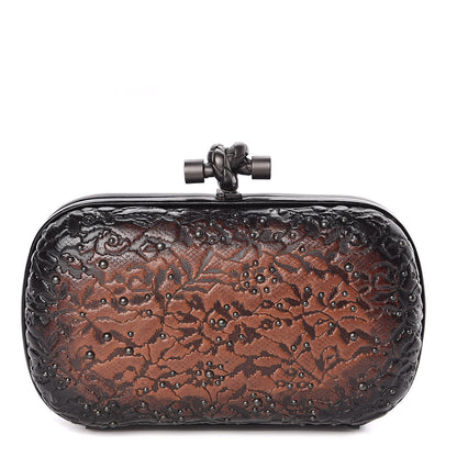 Bottega Veneta Calfskin Embossed Studded Knot Clutch Cioccolato 1 of 8