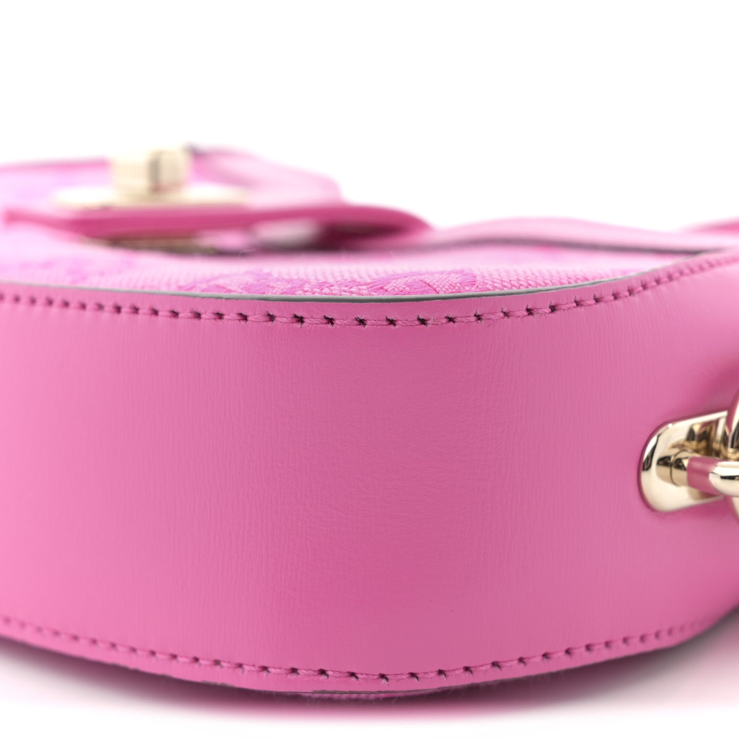 Calfskin Monogram Mini Moon Side Shoulder Bag Pink