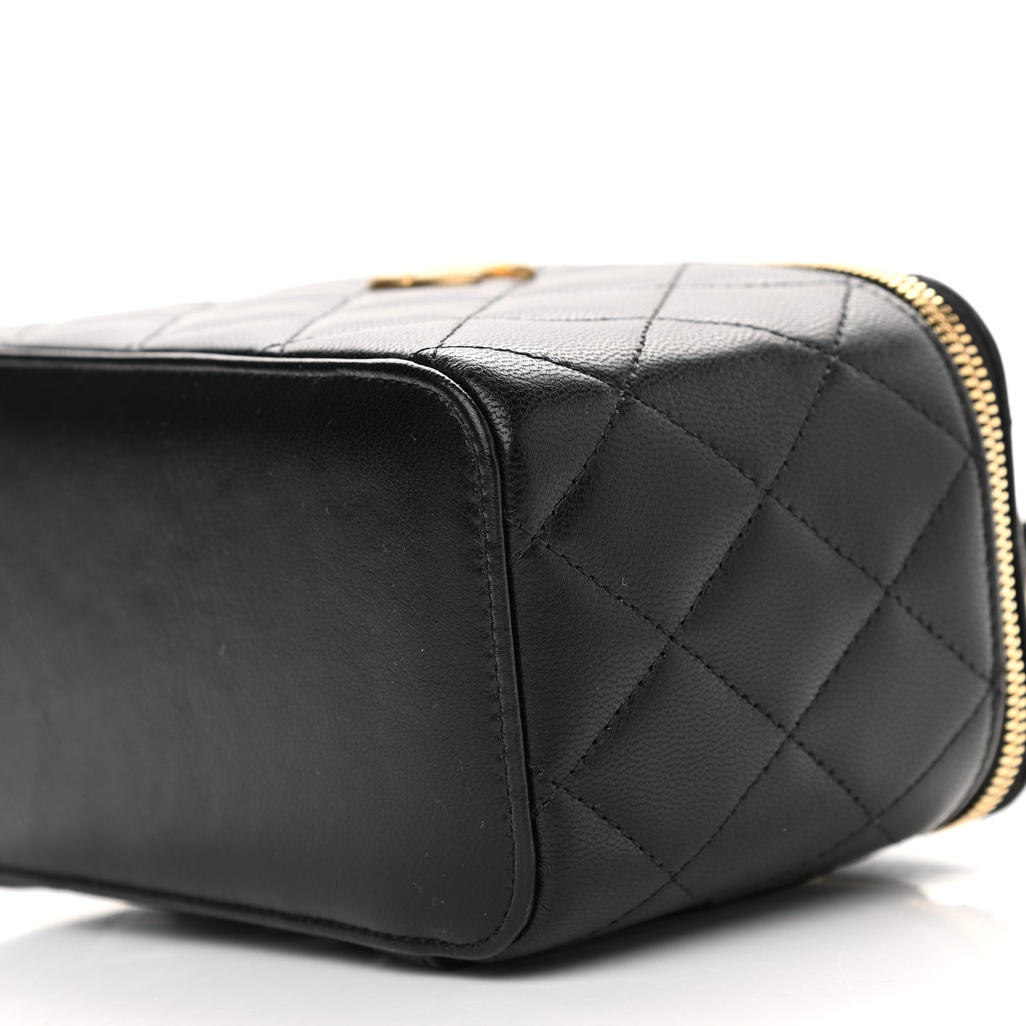 Goatskin Quilted Punk Essentials Vanity Case With Chain Black