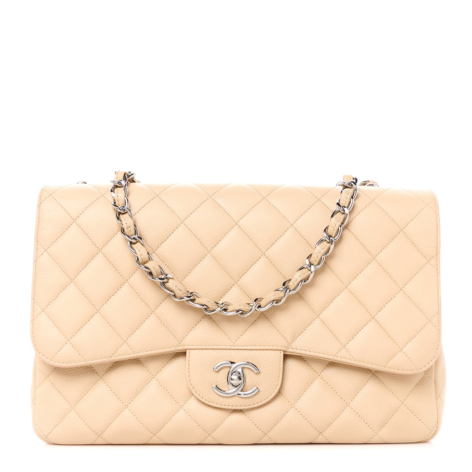 Chanel Caviar Quilted Jumbo Single Flap Beige 1 of 11
