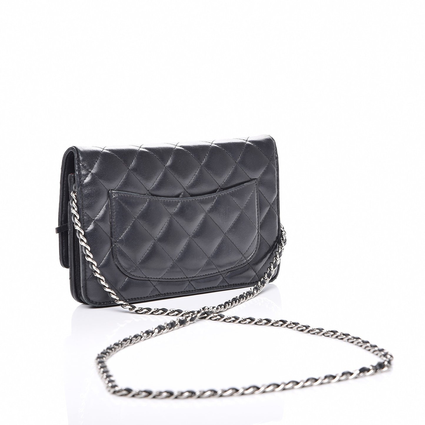 Lambskin Quilted Wallet On Chain WOC Black