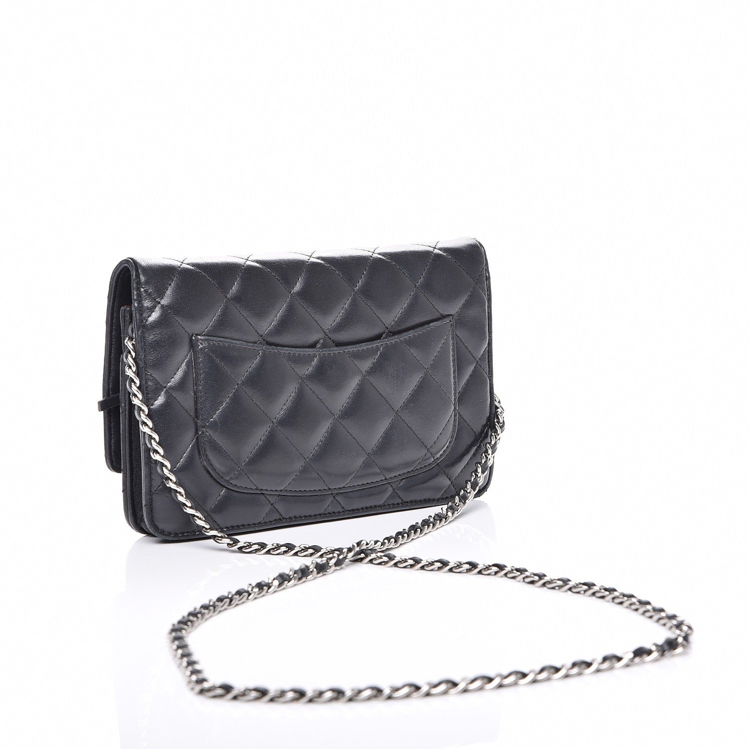 Chanel Lambskin Quilted Wallet On Chain WOC Black 3 of 8