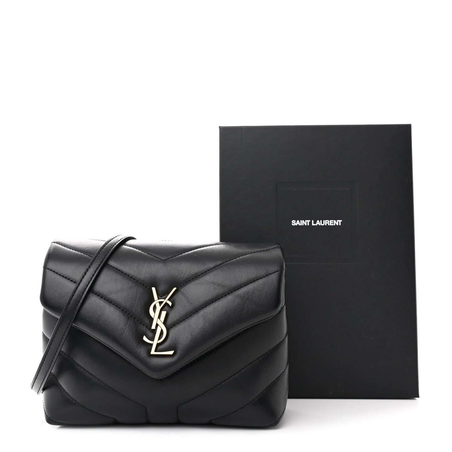 Calfskin Y Quilted Monogram Toy Loulou Crossbody Bag Black