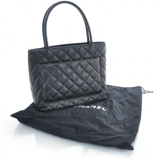 Chanel Caviar Medallion Tote Black GHW 3 of 10