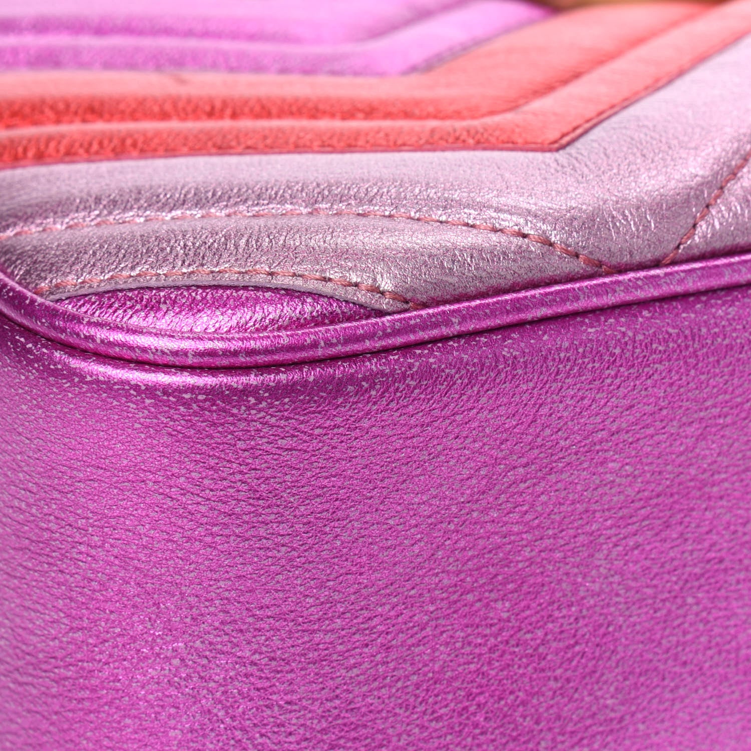 Gucci Laminated Nappa Matelasse Small GG Marmont Chain Shoulder Bag Fuxia Rosso Rosa 6 of 10