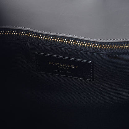 Saint Laurent Smooth Calfskin Matelasse Chevron Large Monogram Shopping Bag Grey 6 of 13