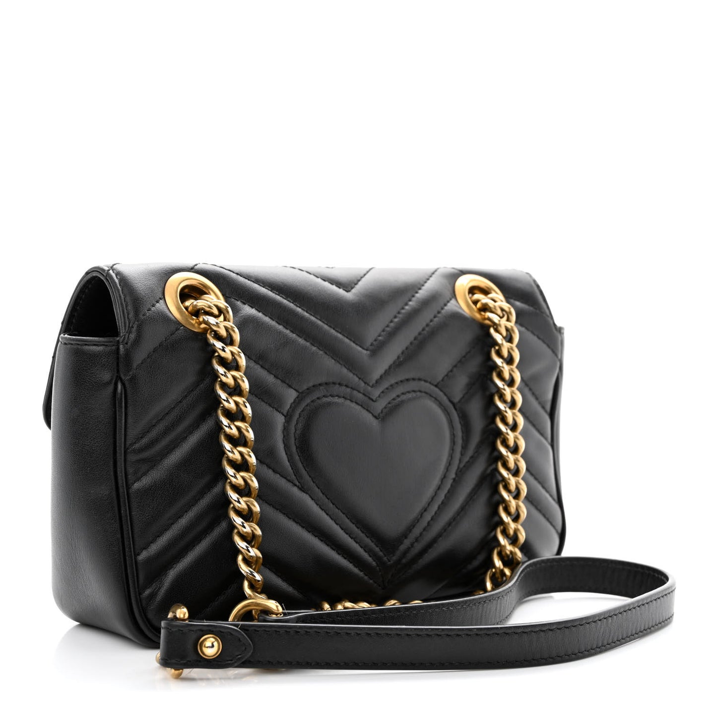 Calfskin Matelasse Mini GG Marmont Shoulder Bag Black