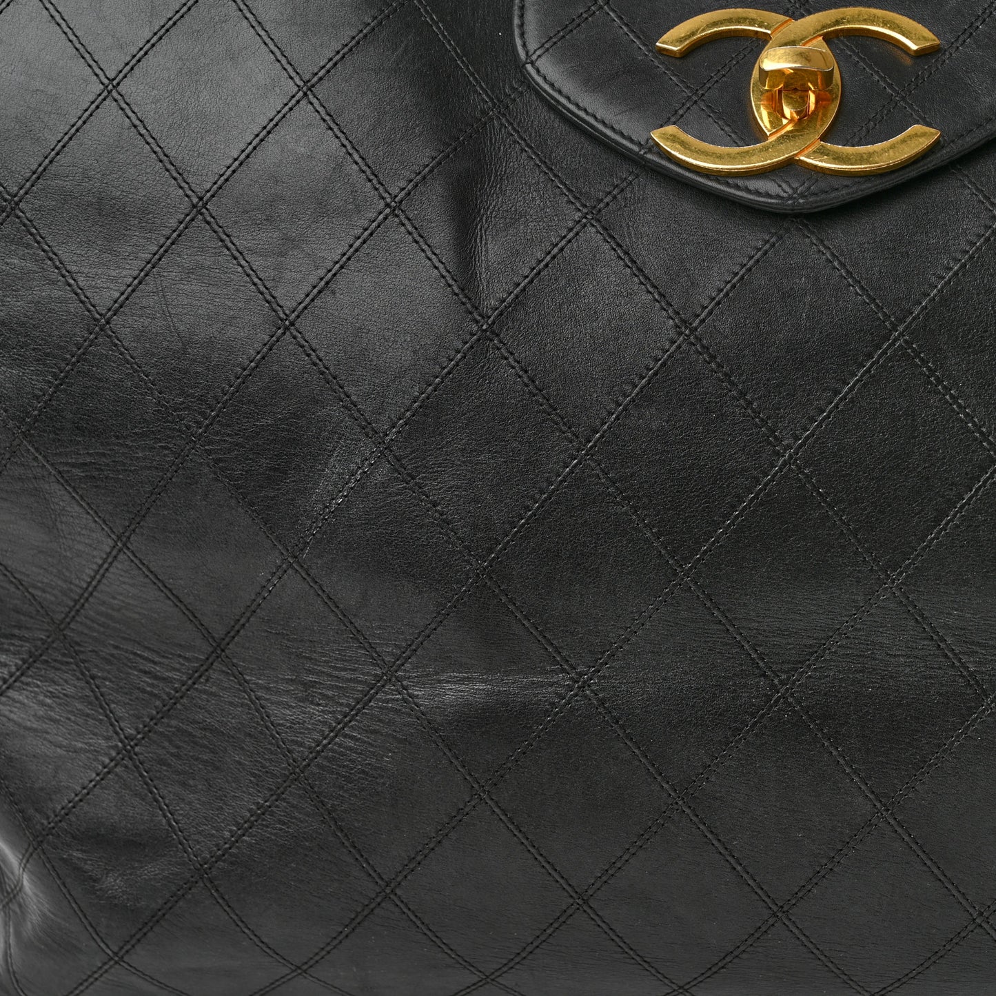 Calfskin Stitched XL Weekender Black