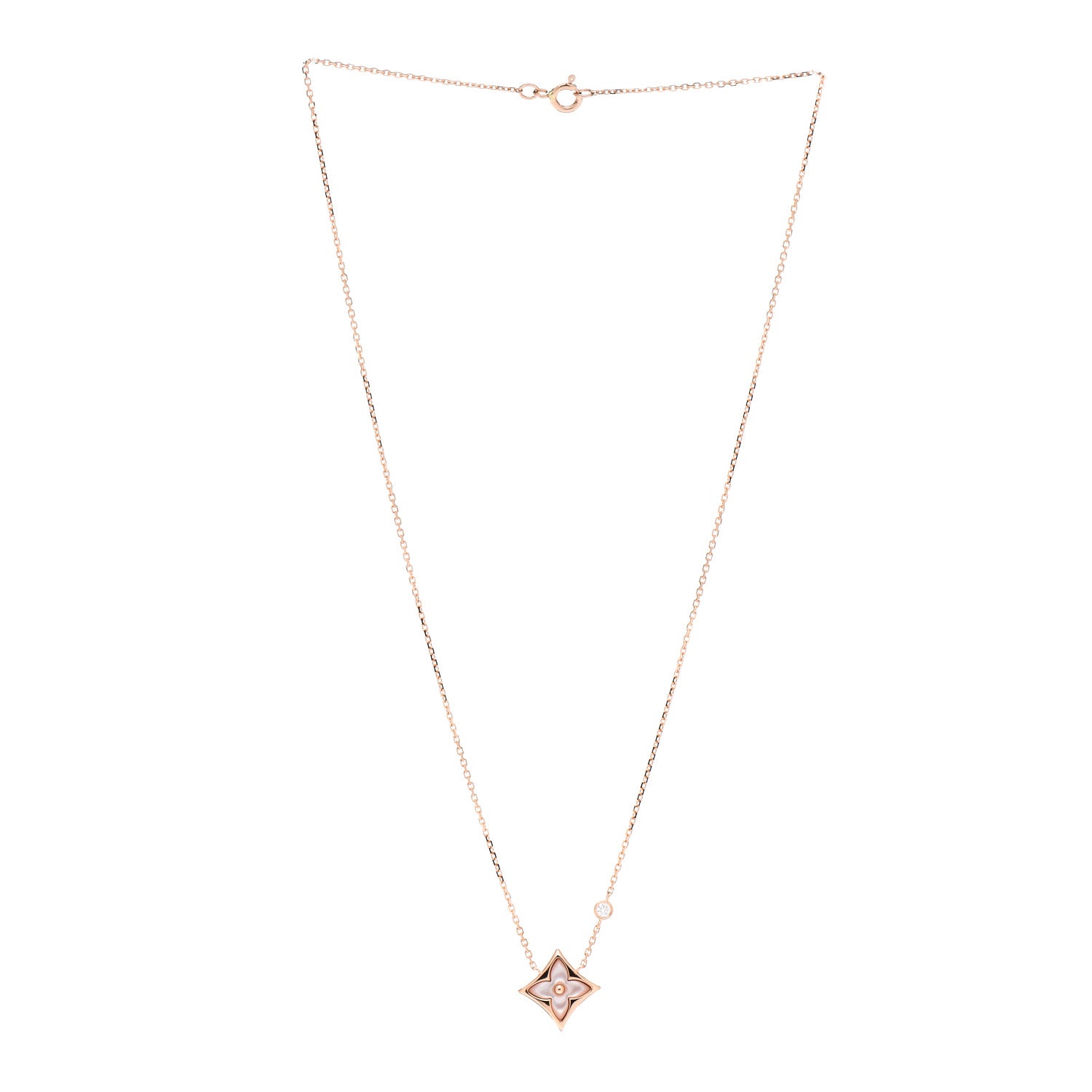 Louis Vuitton 18K Pink Gold Diamond Pink Mother of Pearl Color Blossom BB Star Pendant Necklace 3 of 5