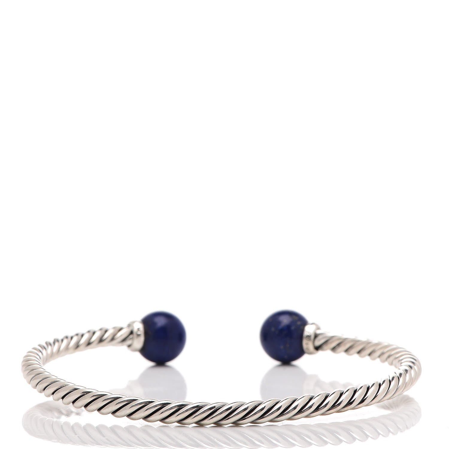 David Yurman Sterling Silver Diamond Lapis Lazuli 9mm Solari Bracelet 3 of 4