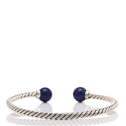 David Yurman Sterling Silver Diamond Lapis Lazuli 9mm Solari Bracelet 3 of 4