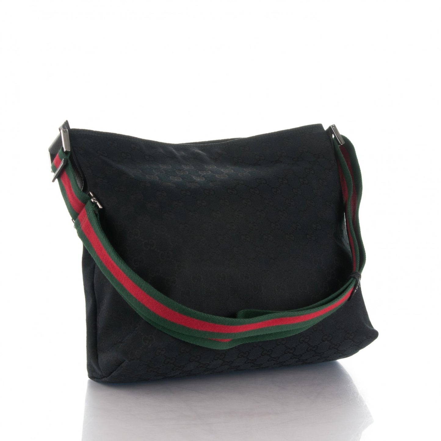 Monogram Web Medium Flat Messenger Bag Black