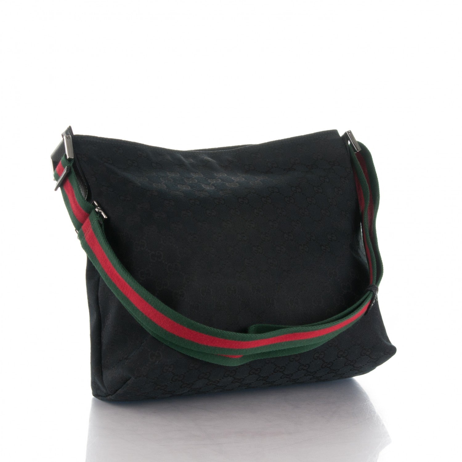 Gucci Monogram Web Medium Flat Messenger Bag Black 3 of 7