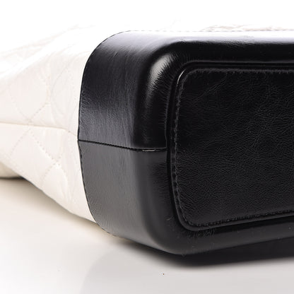 Chanel Aged Calfskin Quilted Maxi Gabrielle Hobo White Black 9 of 11
