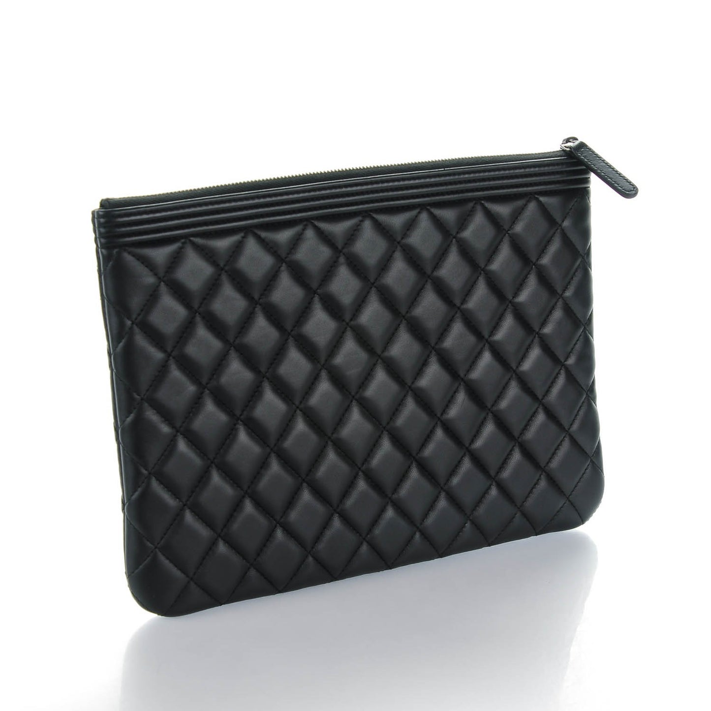 Lambskin Quilted Medium Boy Cosmetic Case Black