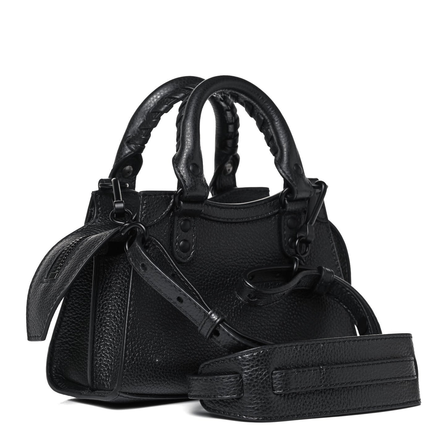 Grained Calfskin Neo Classic Black Hardware Nano City Crossbody Black