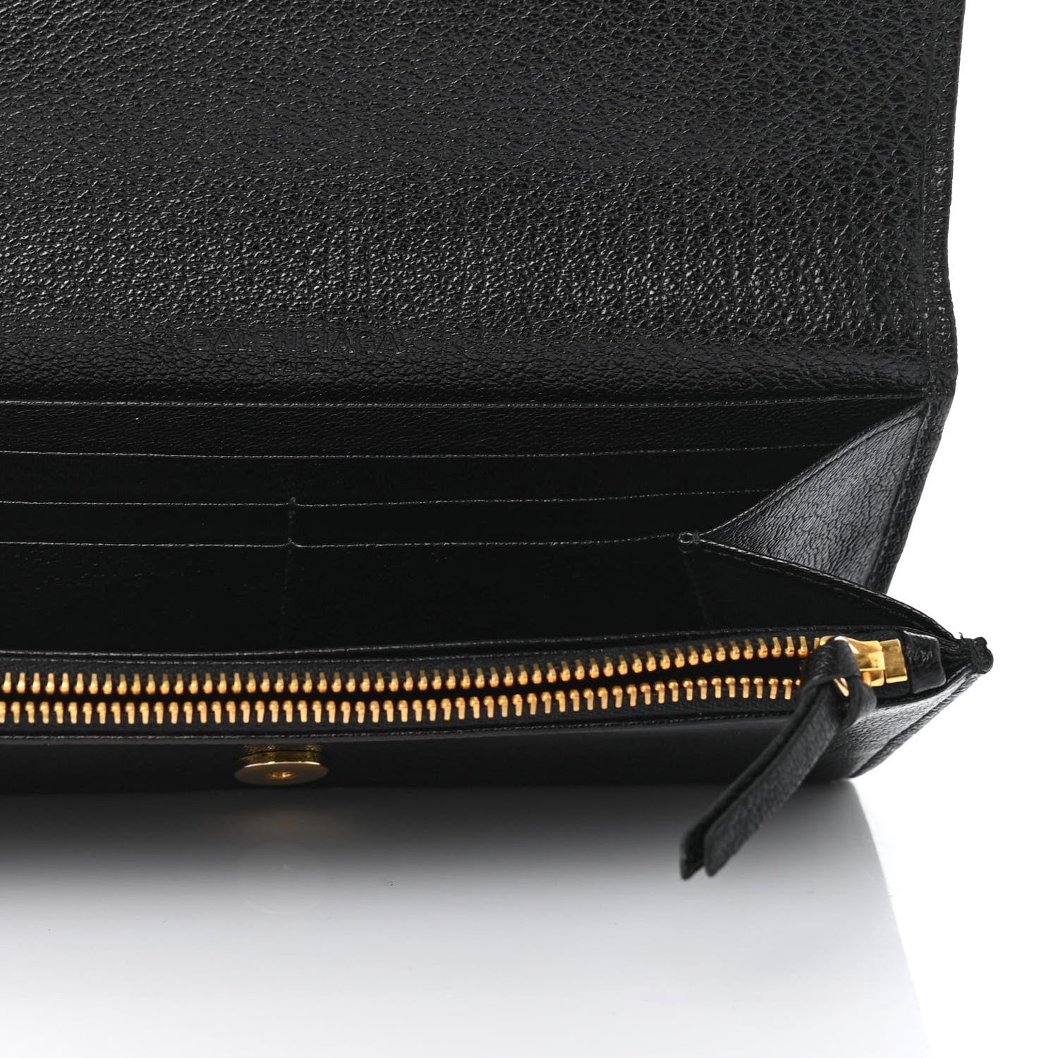 Balenciaga Chevre Gold Metallic Edge Hardware Money Wallet Black 4 of 4