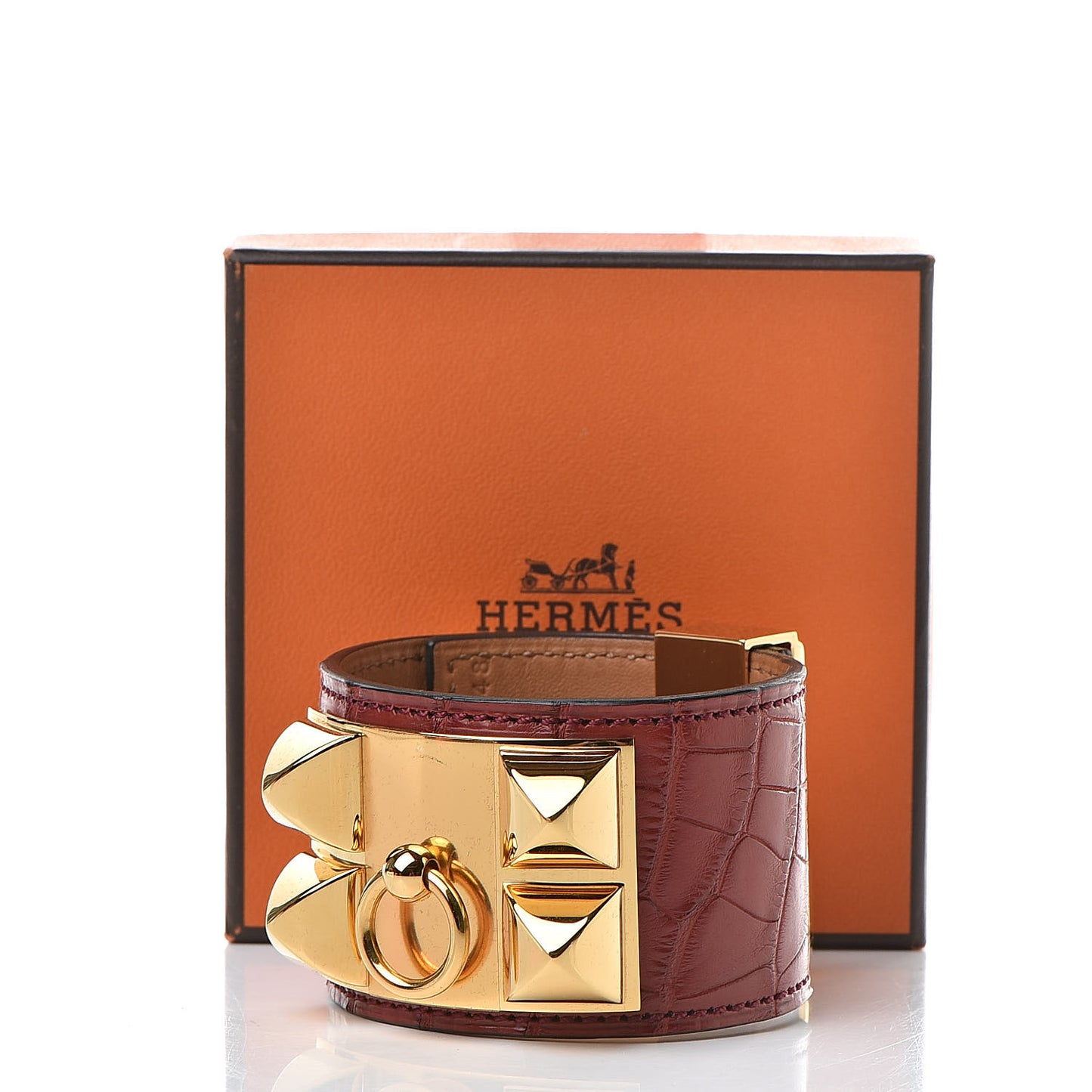 Matte Alligator Collier De Chien CDC Bracelet S Rouge H
