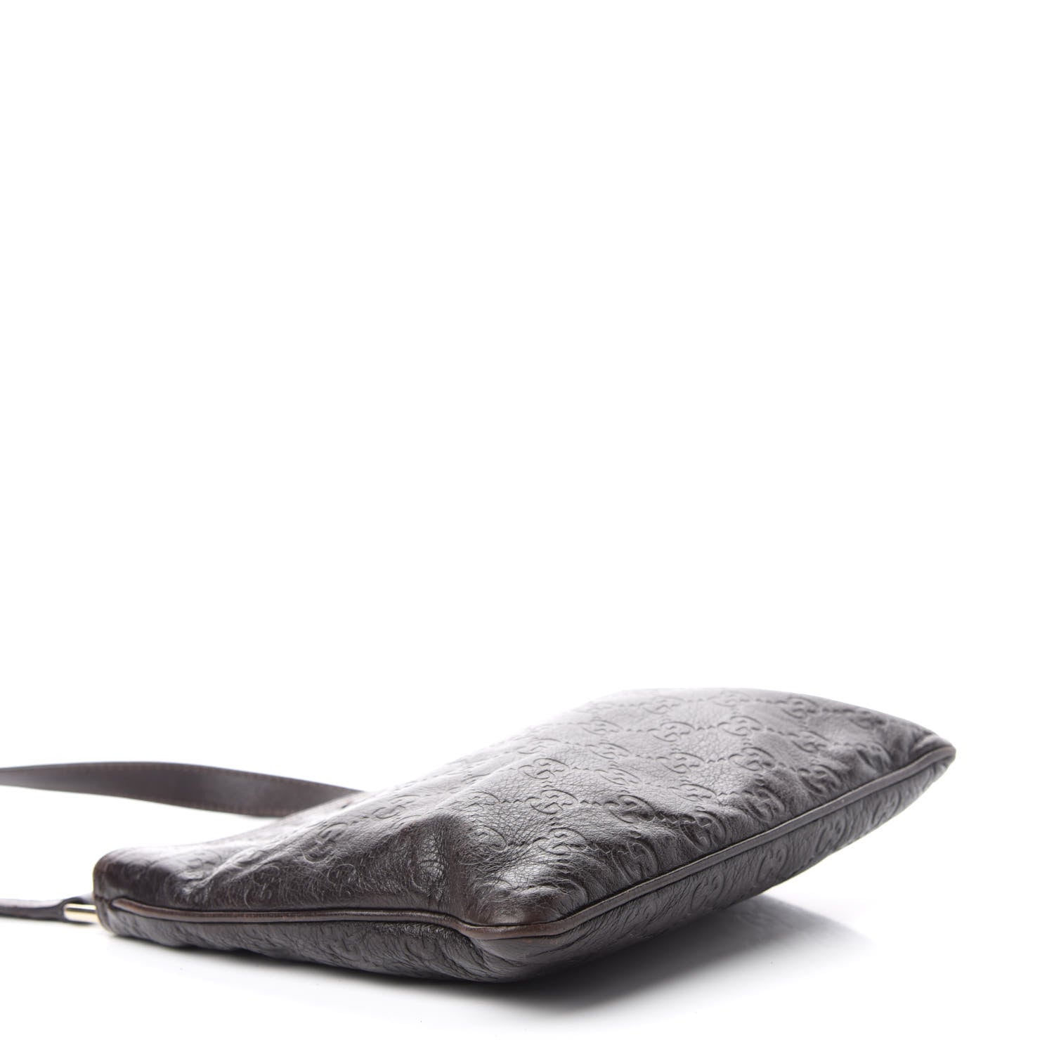 Gucci Guccissima Small Flat Messenger Bag Dark Brown 4 of 10