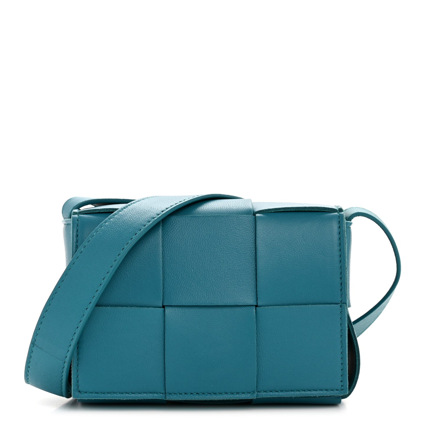 Lambskin Maxi Intreccio Candy Cassette Crossbody Bag Petrol Blue