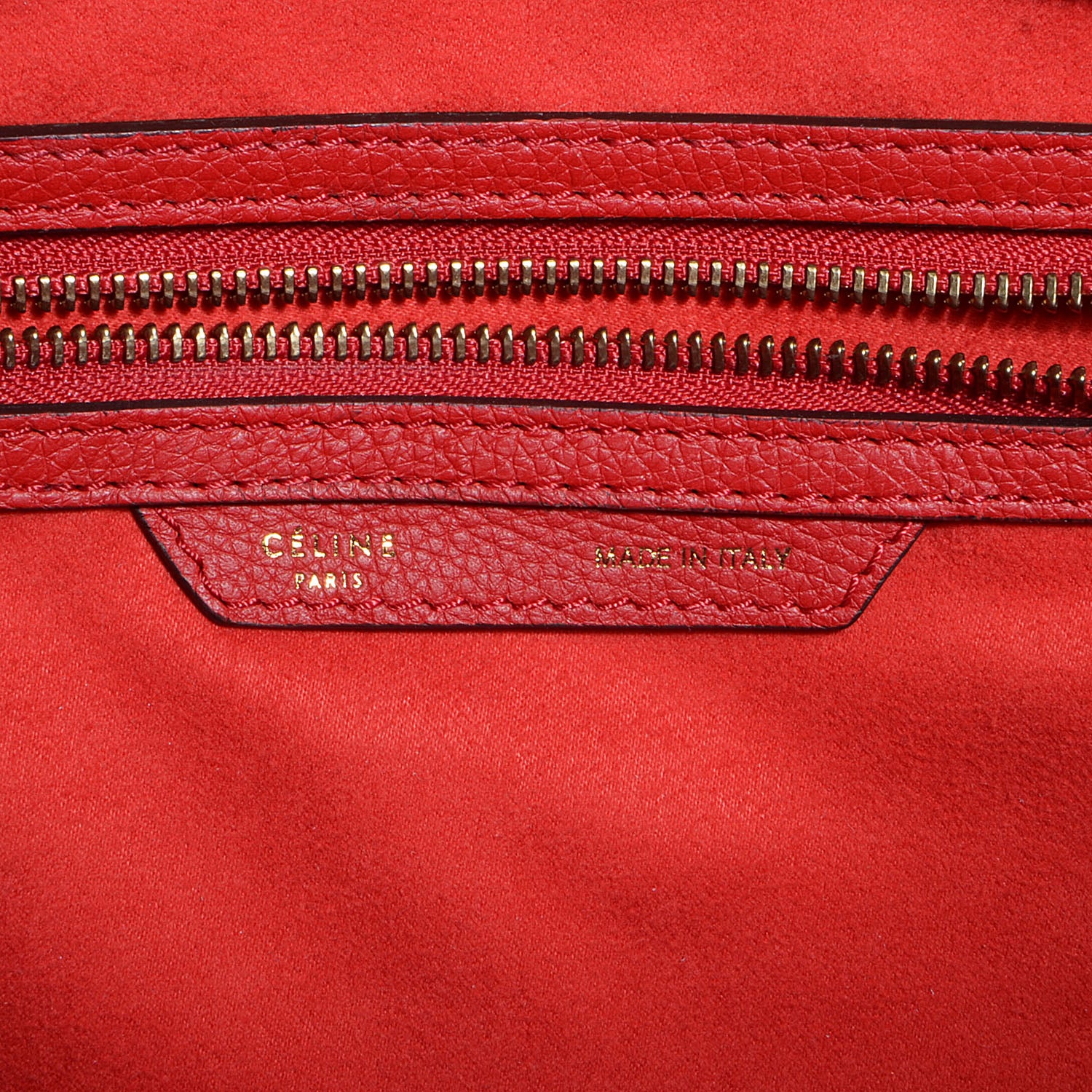Celine Drummed Calfskin Mini Luggage Vermillion 6 of 9