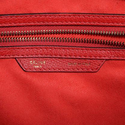 Celine Drummed Calfskin Mini Luggage Vermillion 6 of 9