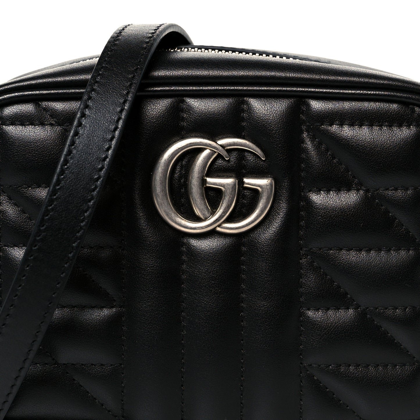 Calfskin Matelasse Aria Mini GG Marmont Chain Shoulder Bag Black