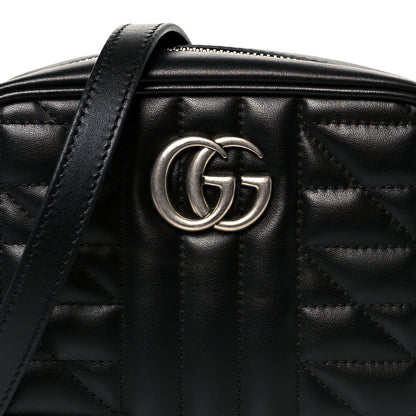 Gucci Calfskin Matelasse Aria Mini GG Marmont Chain Shoulder Bag Black 8 of 10