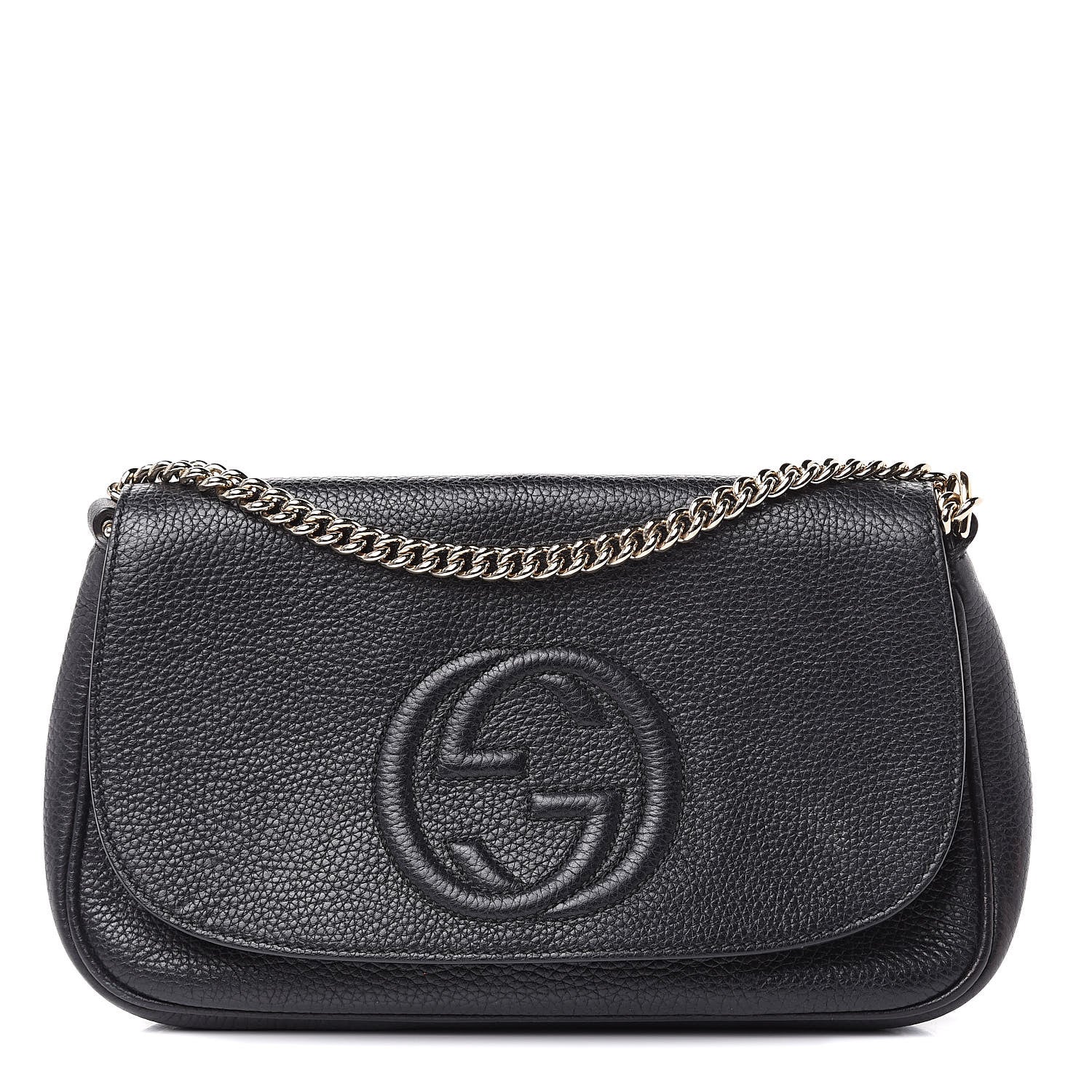 Gucci Pebbled Calfskin Medium Soho Flap Crossbody Black 1 of 15