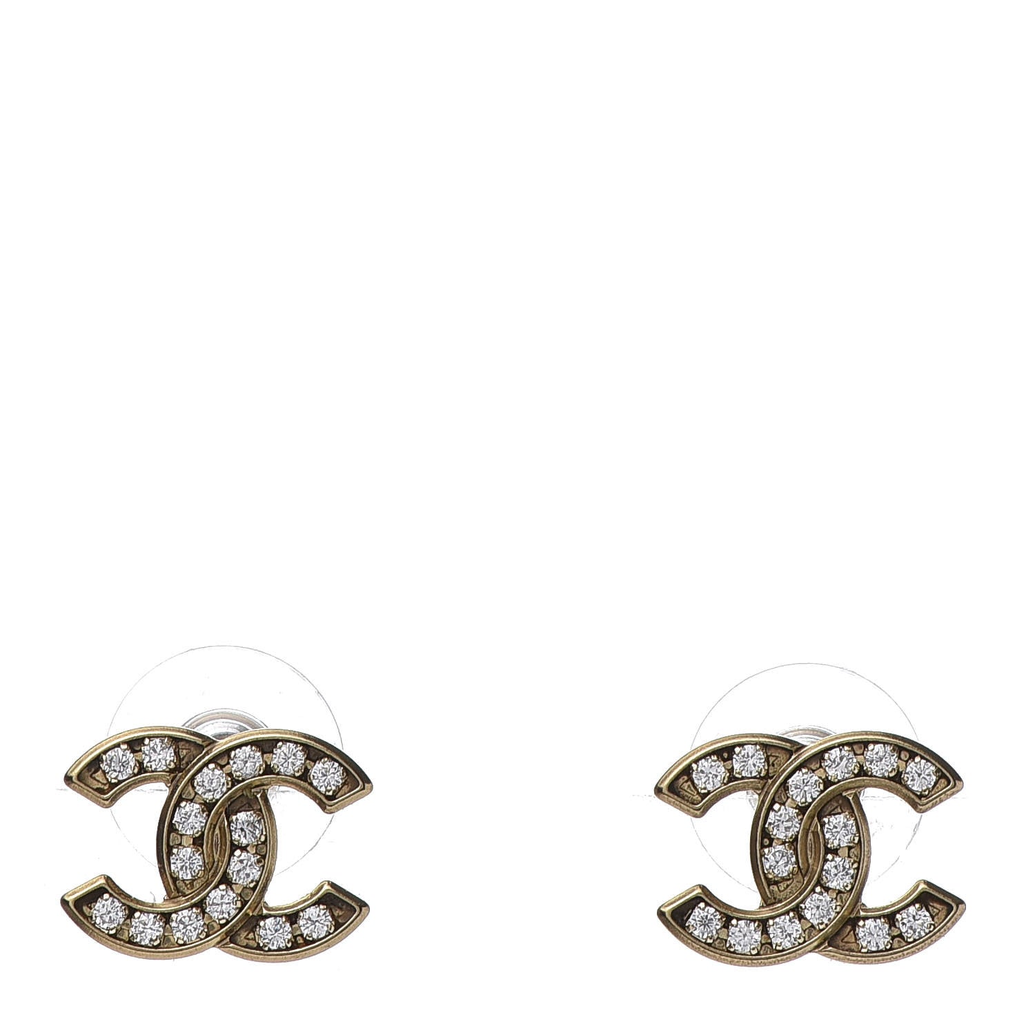Chanel Crystal CC Earrings Gold 1 of 6