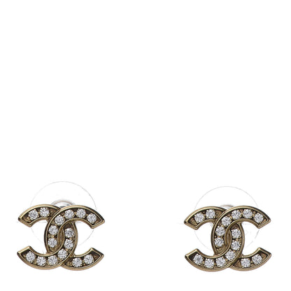Chanel Crystal CC Earrings Gold 1 of 6