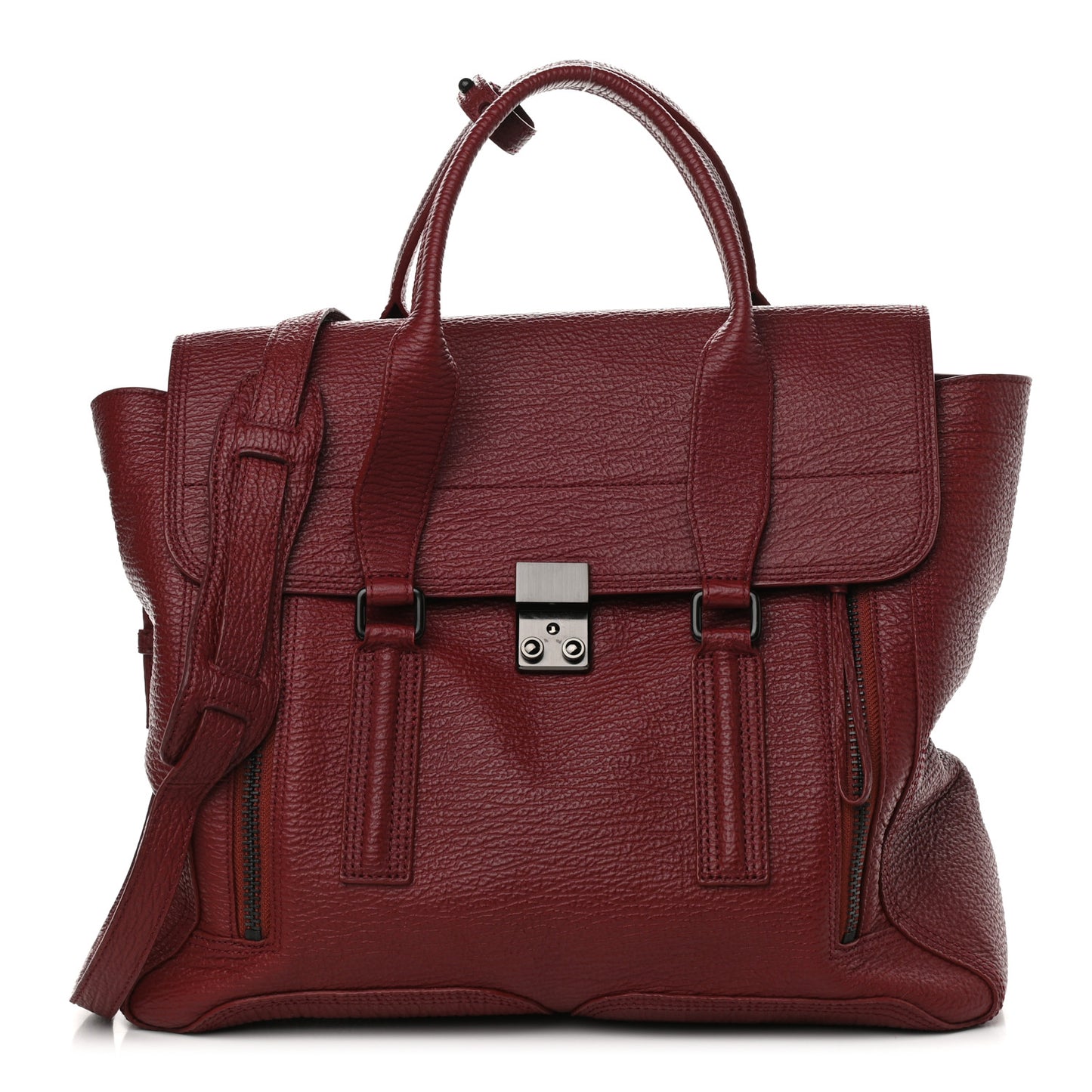 Textured Calfskin Large Pashli Satchel Oxblood