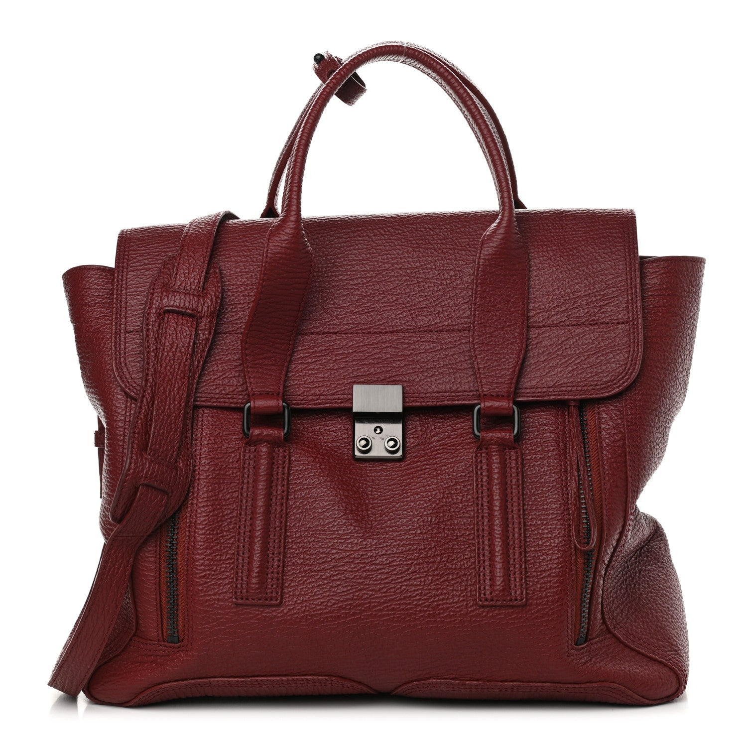 3.1 Phillip Lim Textured Calfskin Large Pashli Satchel Oxblood 1 of 10