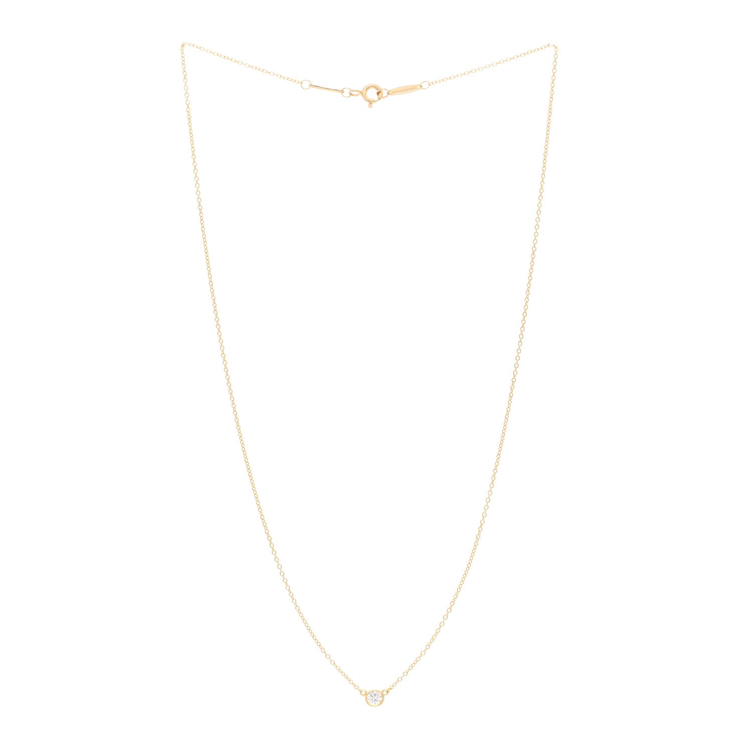 Tiffany 18K Yellow Gold Diamond .16ct Elsa Peretti Diamonds by the Yard Pendant Necklace 3 of 4