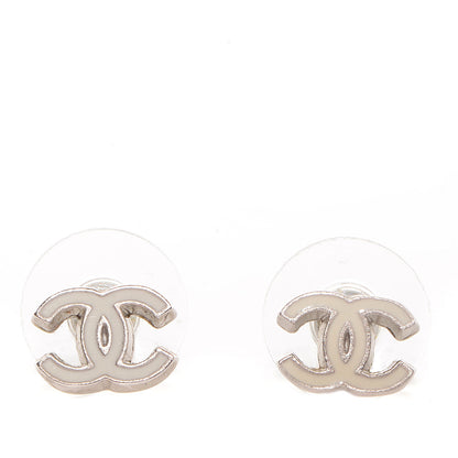 Chanel Enamel CC Earrings White 1 of 6