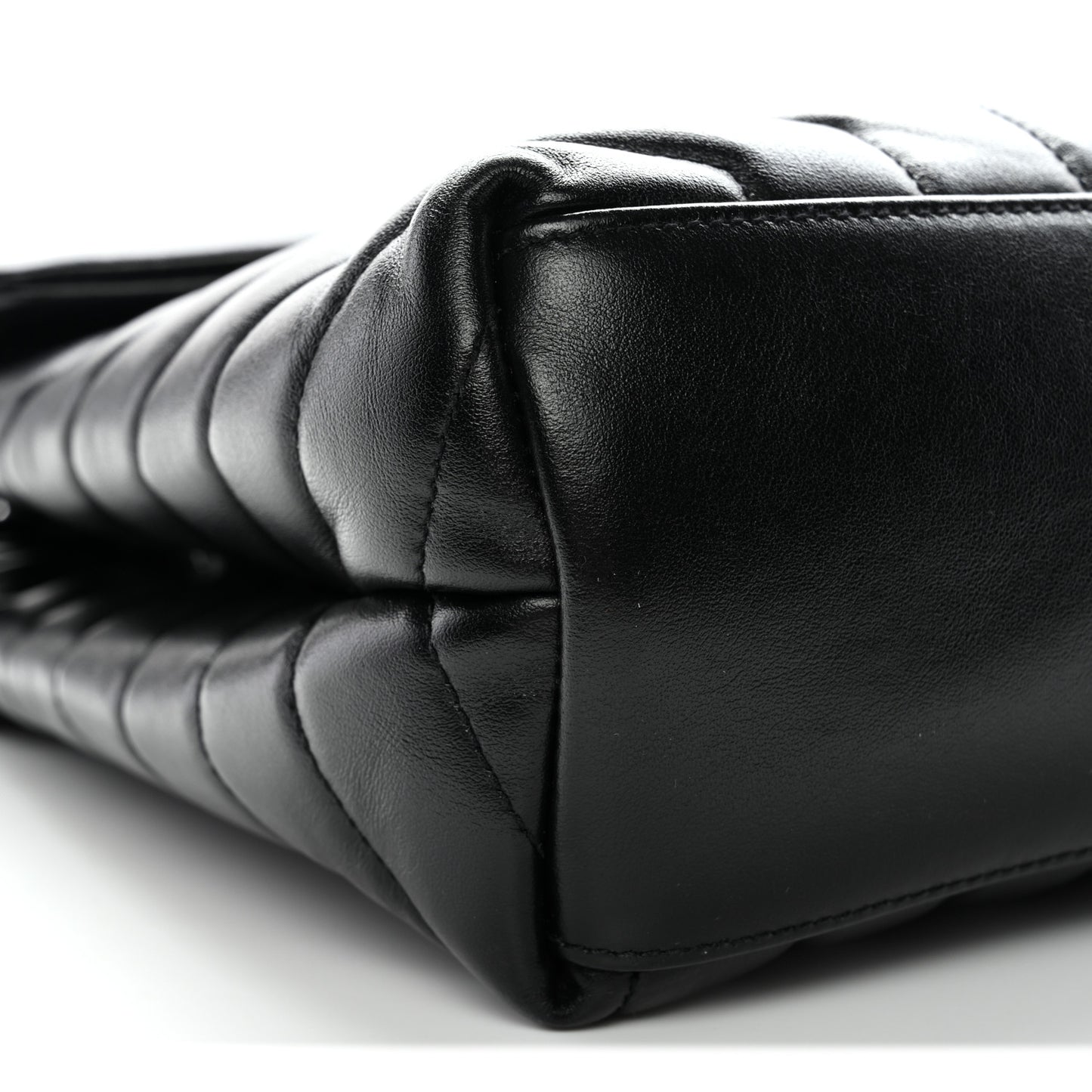 Calfskin Y Quilted Monogram Monochrome Medium Loulou Chain Satchel Black